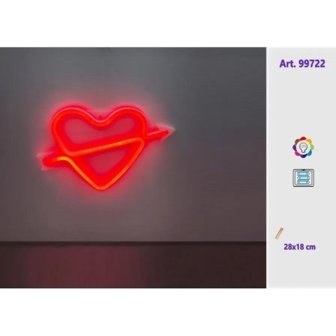CUORE IN PLASTICA LUMINOSO COL. ROSSO 28X18